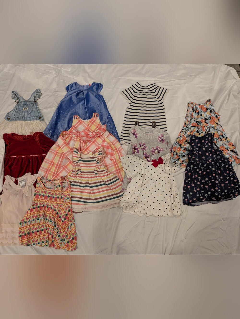 Girls' Mixed Color Dress Bundle - Assorted Patterns - 2T